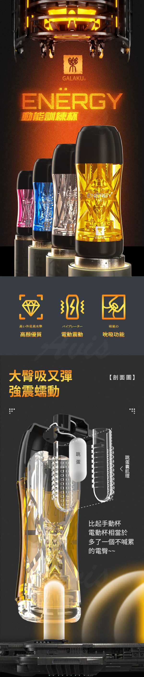 Galaku ｜動能飛機杯-火｜飛機杯｜電動飛機杯｜20頻強震｜超強吸力｜陰莖訓練器｜自動飛機杯｜情趣用品
