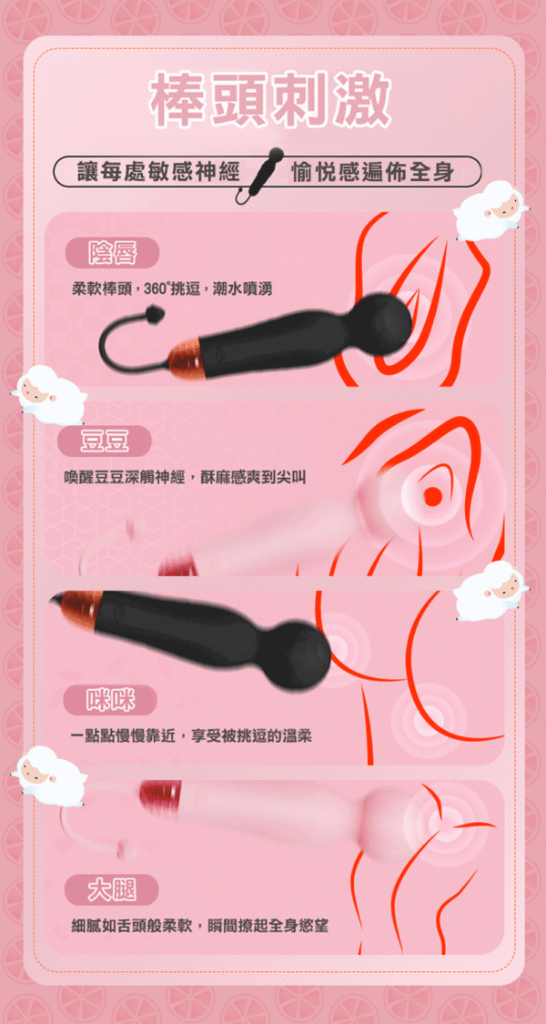 粉色小綿羊 10頻脈衝AV震動棒｜10頻震動｜高潮迭起｜震動按摩棒｜高頻振動